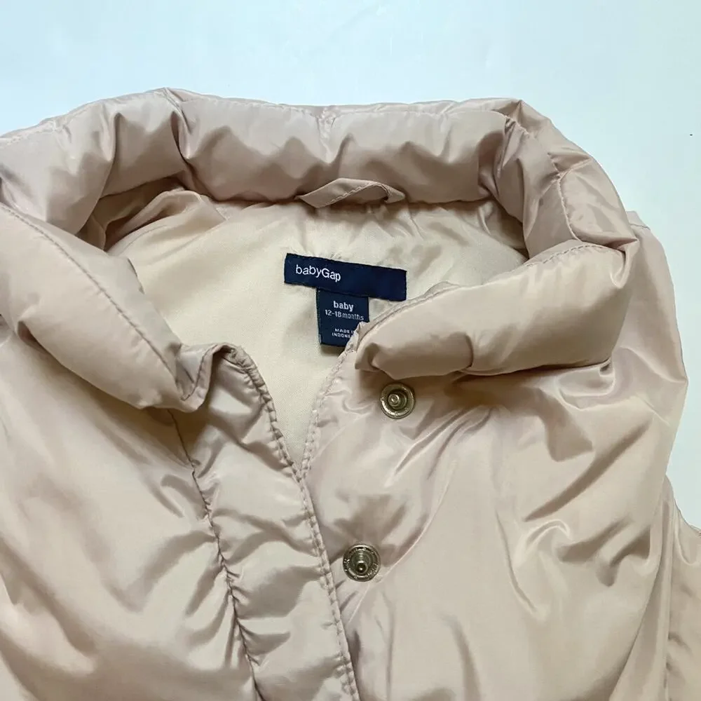 Baby Gap Blush Pink Puffer Vest With Bow Detail